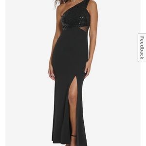 Vince Camuto Sequined One-Shoulder Gown